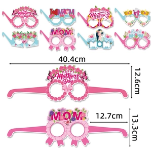 8-pack Mother's Day party paper glasses with Best MOM design and size measurements