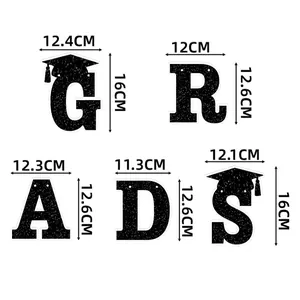 Glittery black 2026 graduation banner with size specifications for party decor