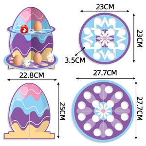 Easter multi-tier egg display stand with colorful wave design and stable round holders