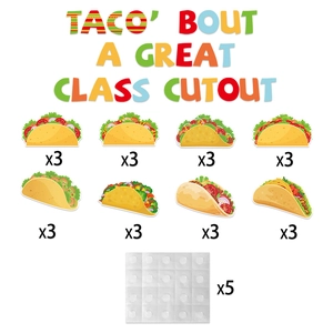 Kit de découpes taco mexicain Cinco de Mayo pour décoration murale et tableau d'école