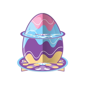 Easter egg display stand with colorful tiered rabbit design for festive party decoration