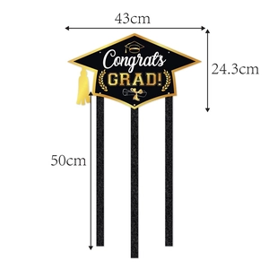 2026 Congrats Grad doctor hat door sign with DIY photo ribbons for graduation party decor