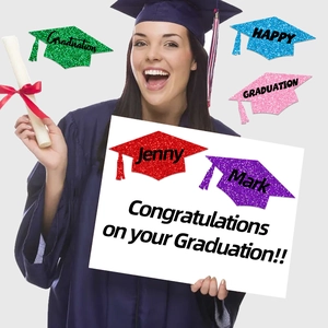 Adesivi per cappelli di laurea glitterati in vari colori per decorazioni per feste