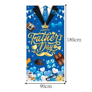 Father's Day banner featuring tuxedo motifs and Happy Father's Day text, 180x90cm size