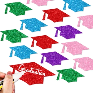 Decorazioni per cappelli di laurea glitterati in vari colori con superficie scrivibile