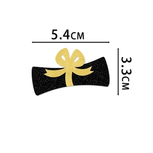 Black glitter graduation cupcake toppers with gold glitter bow, size 5.4cm by 3.3cm