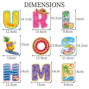 Hawaiian beach party decoration set with tropical fruit banners and flamingo cards