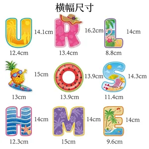 Hawaiian beach party decoration set with tropical fruit banners and flamingo cards