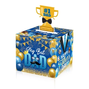 Father's Day surprise money box with Best Dad trophy topper for party decoration