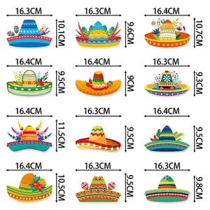 Lot de décorations Cinco de Mayo avec 12 designs de sombreros et détails des tailles