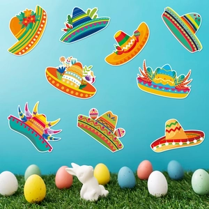 Lot de 9 autocollants muraux chapeaux Sombrero mexicains pour décor de fête Cinco de Mayo