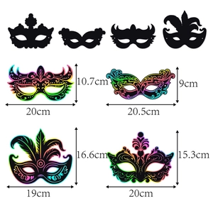 DIY scratch art masquerade masks with vintage patterns and precise size specifications