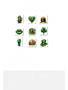 Size chart for St. Patrick's Day hanging swirls showing dimensions for various Irish patterns