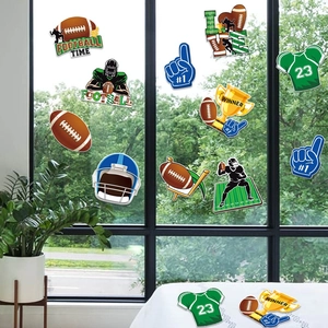 Autocollants de fenêtre football américain avec casque et trophée pour décor de fête