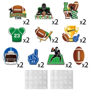 Kit décoration fête football américain avec 20 pièces en carton et points adhésifs