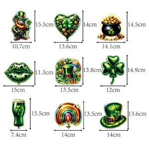 St. Patrick's Day hanging spiral decorations with dimensions for shamrock party supplies