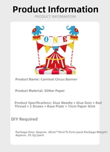 Glitter circus carnival cake topper kit with blue elephants and DIY assembly parts