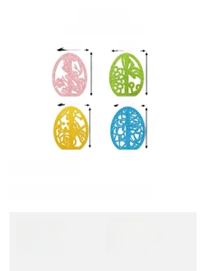 Detailed size specifications for hollow Easter egg decorations in four different colors