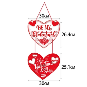 Suspension de porte double cœur Saint-Valentin avec dimensions de 30cm de large
