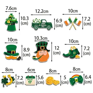 Kit d'aimants de Saint-Patrick avec trèfle, lutin et camion vert pour décoration
