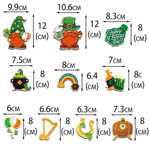 Lot de magnets de Saint-Patrick avec lutin, arc-en-ciel et dimensions détaillées