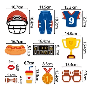 11-teiliges Set für American Football Party Foto-Requisiten mit Maßen für Super Bowl Fans