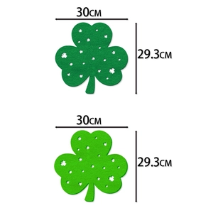 St. Patrick's Day hollow shamrock placemat in dark and bright green, size 30x29.3cm