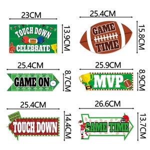 Set di 6 cartelli per feste a tema rugby con varie forme per la decorazione del prato