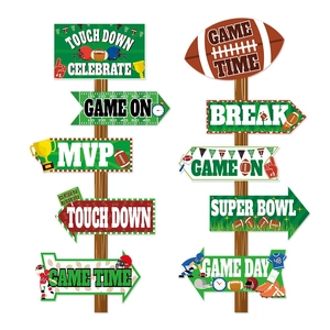 Segnali Direzionali da Giardino a Tema Football Americano Picchetti per Prato per Decorazioni Feste Sportive di Compleanno