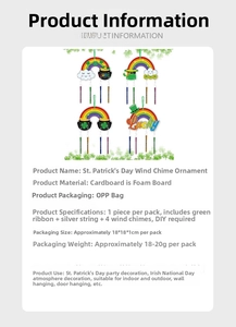 Detailed DIY St. Patrick's Day wind chime kit with rainbow and green clover foam pieces