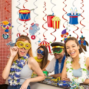 Décorations suspendues thème cirque de carnaval avec animaux et clowns pour fêtes
