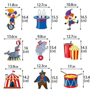 Kit de décorations spirales cirque avec dimensions détaillées pour fêtes d'anniversaire