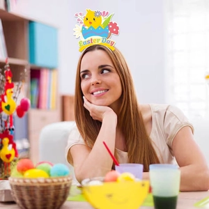 Easter party headband featuring a cute yellow chick with Easter Day lettering decoration