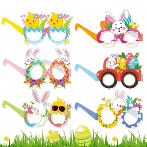 Easter Paper Glasses Rabbit Chick Egg Pattern Funny Eyewear Photo Props For Festive Celebration Party Decoration Accessory