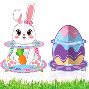 Easter Cupcake Stand Paper Rabbit Bunny Egg Decorative Dessert Display Holder Party Supplies