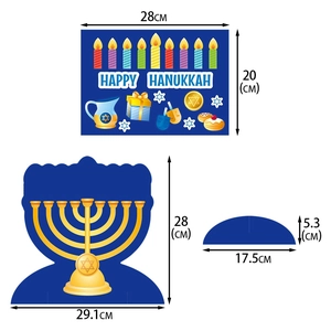 Happy Hanukkah party decorations set with 3D Menorah stand and Star of David signage