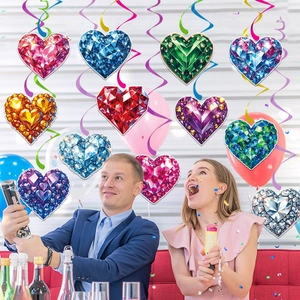 Colorful heart-shaped spiral hanging swirl decorations for Valentine's Day party event