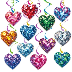 Colorful gemstone heart swirl hanging decorations for Valentine's Day party and wedding