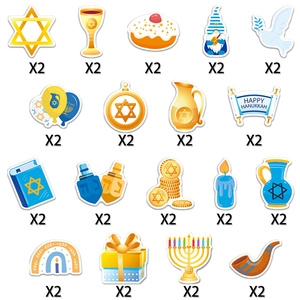 36-piece Hanukkah decorative sticker set with Menorah and Star of David designs