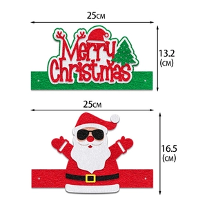 Serre-têtes de Noël avec texte Merry Christmas et motif Père Noël en tissu feutre