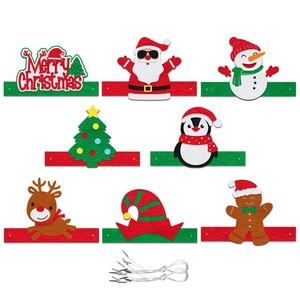 Lot de 8 masques et bandeaux de Noël en feutre avec motifs festifs et cordon élastique de fête