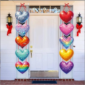 Bannières de porte en forme de cœur pailleté pour décoration de la Saint-Valentin