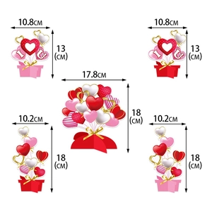 5-piece Valentine heart desktop decorations set with sizes in red pink and gold