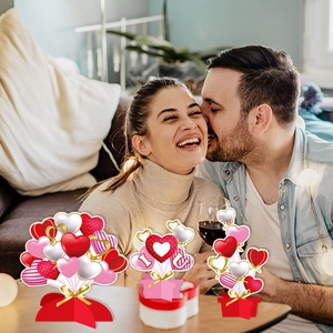 3D heart balloon centerpiece set for Valentine's Day party decor with I Love You lettering