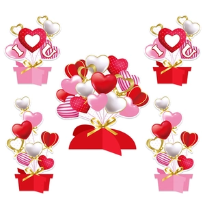 Valentine's Day heart-shaped balloon bouquet table centerpieces with gift box base