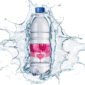 Valentinstag Aufkleber für Wasserflaschen mit Schwanen-Design und Spritzwasser-Effekt