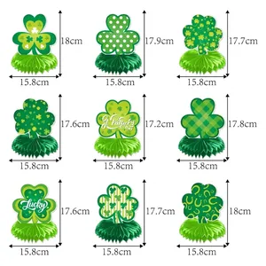 Lot de 9 centres de table en nid d'abeille trèfle Saint-Patrick avec dimensions