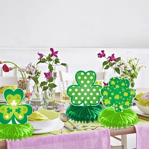 Lot de 3 décorations de table trèfle en nid d'abeille pour la Saint-Patrick festive