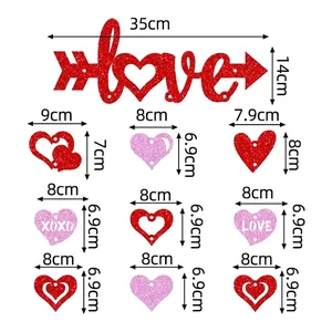 Lot de décorations de porte pour la Saint-Valentin avec guide des tailles et cœurs