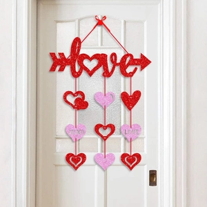 Signe Suspendu De Porte Saint Valentin Guirlande Cœur Papier Pailleté Décoration Ambiance Fête Mariage Amour Flèche XOXO